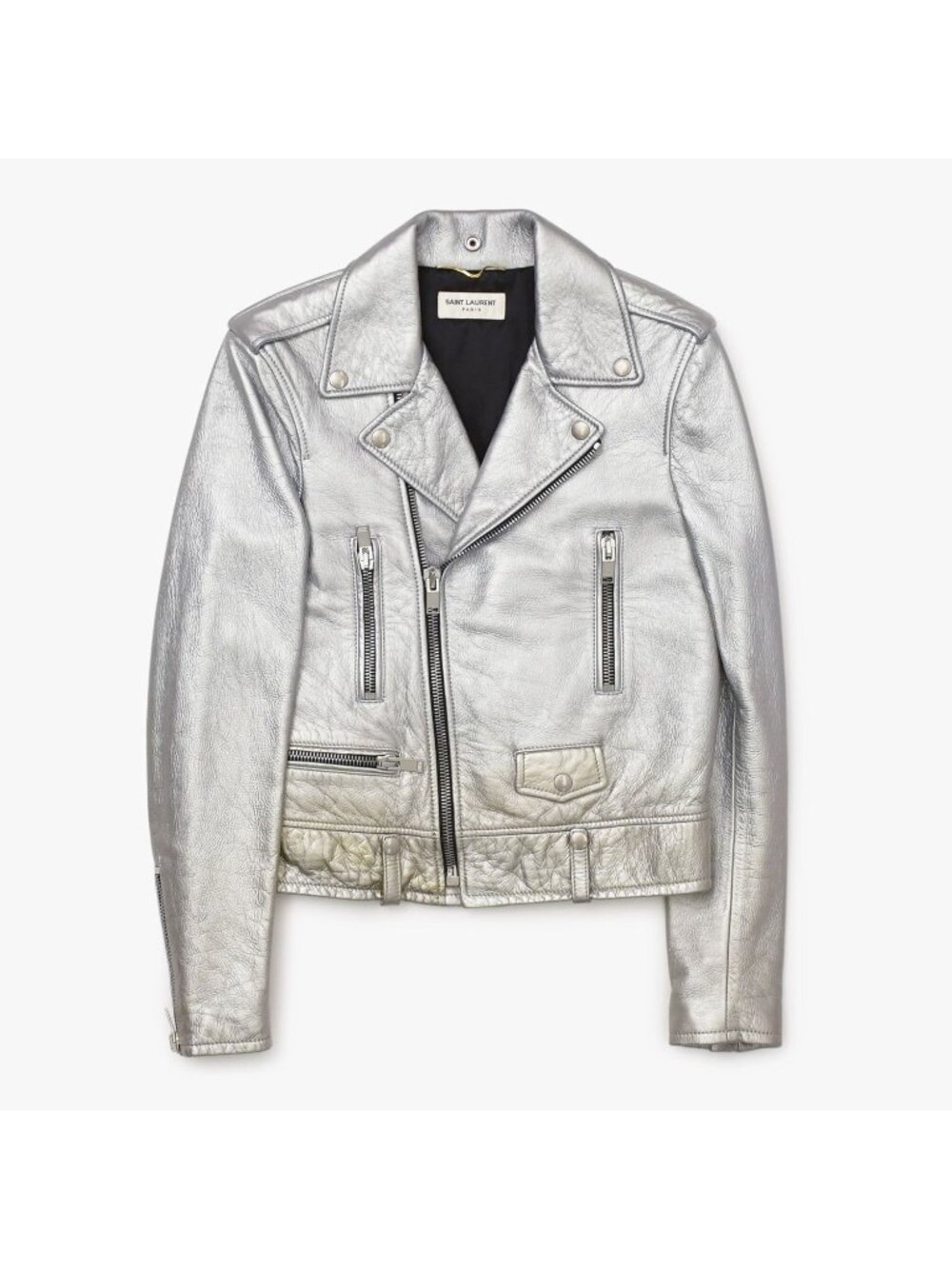 Saint Laurent Paris Rider's Jacket Sheep Leather Silver